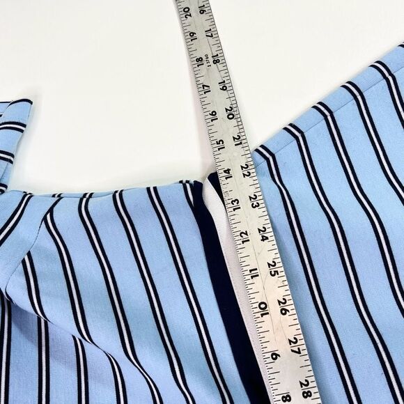 Draper James Ponte A-line Dress Womens Small Blue Stripe V-Neck Short Sleeve - Picture 4 of 11